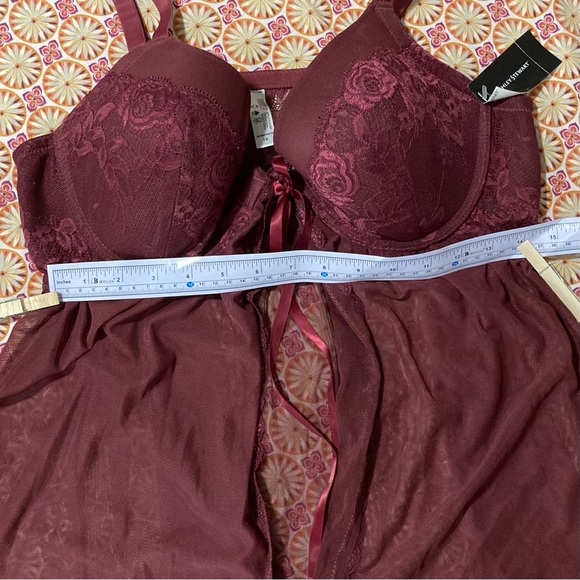 Ashley Stewart Burgundy Lace Bra Chemise - Picture 3 of 12